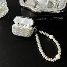 Rhinestone New Luxury Rhinestone Earphone Case With Chain Strap, Compatible With AirPods 1/2, AirPods Pro, AirPods 3, AirPods Pro 2 Bluetooth Wireless Earphones Protective Cover