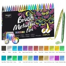 GuangNa 12/24 Colors Dual Tips Metallic Waterproof Permanent Paint Marker Pens For DIY Epoxy Resin Mold Drawing Craft Graffiti Art Supplies