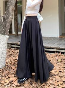 Women's Casual Pleated Maxi A-Line Skirt