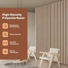 Herrselsam 2x paneles acústicos de madera 120x60cm paneles de pared hechos de chapa de madera y fieltro, paneles de madera de roble, paneles de pared de madera para decoración de paredes interiores de estudio y hogar - cobertura de área grande