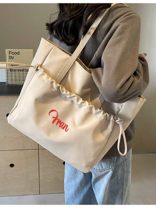 Borsa a spalla/borsone in nylon personalizzato e ricamato con nome, grande, per donne e signore