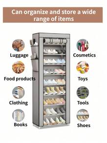 Large Shoe Rack,9 Tier Shoe Organizer With Nonwoven Fabric Cover, Shoe Storage Shelf For 40-50 Pairs Of Shoes, Entryway, Suitable For Sneakers, High Heels, Flats, And Boots, Grey - Xám - Xem 5