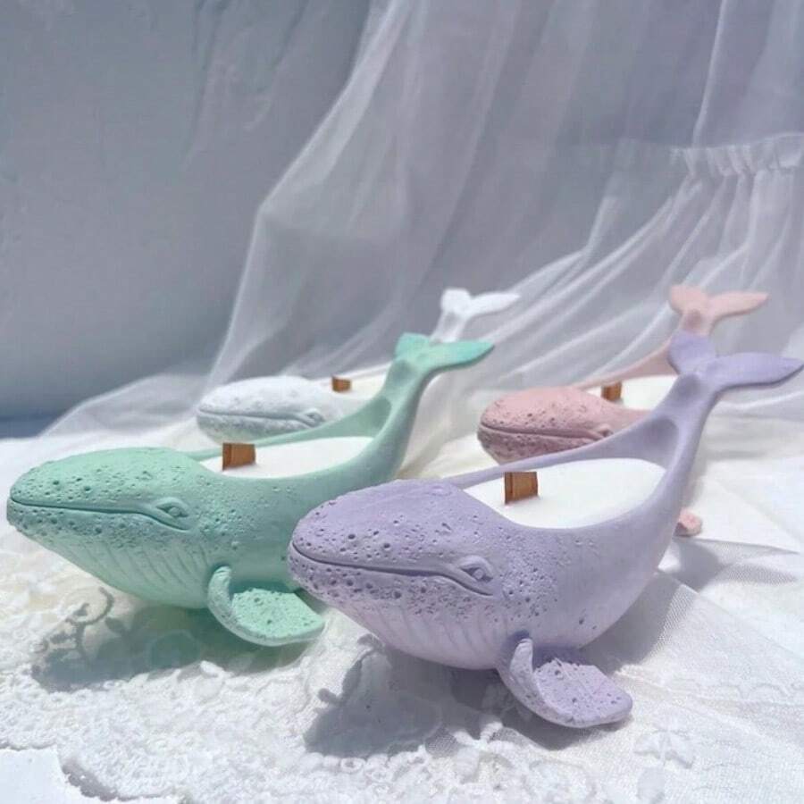 大型蓝鲸形状硅胶模具花瓶花盆大烛台蜡烛制作容器混凝土粘土 Jesmonite 海洋动物