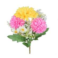 仿真菊花向日葵室内外家居婚纱摄影摆件秋季装饰秋季 - 粉紅色和黃色 - 查看 4