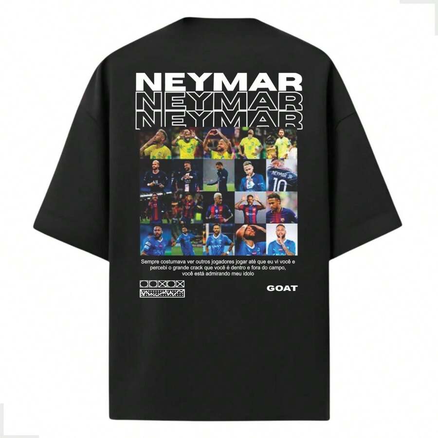 Men's Oversized T-Shirt With NJR Print New Release 100% Premium Cotton Shipping Now - Black - View 1