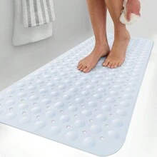 1pc Bath Mat - Lux Decor Non-Slip Durable PVC Tub Mat With Suction Cups And Drainage Holes - 40x16 Inches- For Shower And Bathtub Comfort, Roll-Up Storage, Home Decor, Back To School, Graduation Gifts-, Spring Cleaning Upgrade, Valentine's Day Spa Feel, Safety First, Quick Dry Surface, Mold Resistant, Easy Clean, Comfortable Standing, Shower Essential, Bathtub Safety, Bathroom Upgrade, Daily Use Mat, Home Basic, Family Use, Everyday Living - 白色 - 查看 11