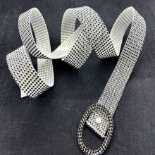 Damen Mode Strass verzierter dünner Taillengürtel, 9 Reihen voll mit Kristallen besetzter weicher Taillengürtel, stilvoller Metallhüftgürtel, vielseitig einsetzbar für Vintage-Röcke, Kleider