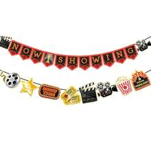 Movie Night Party Decorations Kit Now Showing Banner Party Supplies Movie Theater Themed Happy Birthday Banner - Multicolor - View 5