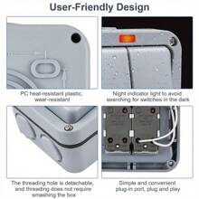 2 Way Weatherproof Switch 20A Control Switch Double Light Switch Outdoor Garden Rainproof Double Switch - Variant1 - View 6