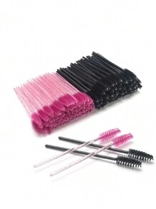100支一次性睫毛刷，睫毛膏梳眉刷 - 化妆工具（黑色+粉色），眉刷，眼影刷，化妆刷 - 彩色 - 查看 8