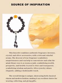 [VE] 1 pièce Bracelet de perles en bois d'agar en argent sterling 925 de haute qualité, avec des perles entretoise en ambre, symbole d'heureux présages et de prospérité. Les perles en bois d'agar dégagent une fragrance apaisante pour calmer l'esprit, et les perles en ambre ont une apparence chaude et brillante symbolisant la richesse et la pureté. Un design gracieux et noble, excellent pour le porter et la collection. La couleur du bijou est aléatoire - bracelets - Voir 6