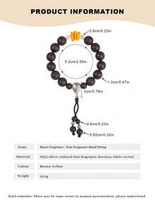 [VE] 1 pièce Bracelet de perles en bois d'agar en argent sterling 925 de haute qualité, avec des perles entretoise en ambre, symbole d'heureux présages et de prospérité. Les perles en bois d'agar dégagent une fragrance apaisante pour calmer l'esprit, et les perles en ambre ont une apparence chaude et brillante symbolisant la richesse et la pureté. Un design gracieux et noble, excellent pour le porter et la collection. La couleur du bijou est aléatoire - bracelets - Voir 7