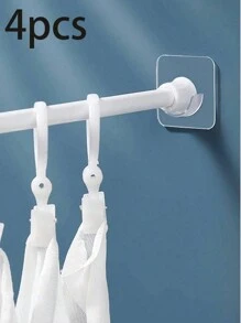 6pcs Transparent Shower Curtain Rod Bracket, Punch-Free Bathroom Curtain Rod Bracket, Curtain Rod Fixing Hook, Door Curtain Rod Bracket Accessories, Bathroom Shower Small Accessories, Shower Curtain Rod Self-Adhesive Hook Bracket,Versatile Key Holder,Towel Bar Clip, Buckle, Kitchen Rack Buckle, Door Hook Home Bathroom Decor Bathroom Organizer Fall Decor Back To School