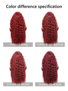 Musik Festival Karneval 13x6 Wasser Welle Spitzenfront Perücke 24 Zoll Burgund 99J Farbe Synthetische Spitzenfront Perücke für Frauen Transparente Spitzenfront Lockige Perücken für täglichen Party-Makeup-Gebrauch, Halloween-Party und Weihnachtsgebrauch Damen Spitzenperücke