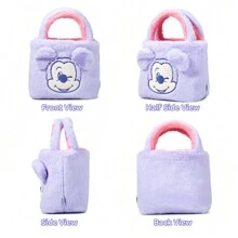 Miniso 迪士尼米奇毛绒手提包 - 紫粉色双面收纳袋 - 时尚百搭卡通毛绒斜挎包 - 女士生日礼物手提包 - 紫色 - 查看 5