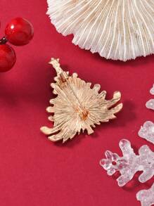 1pc Christmas Tree Rhinestone Decorated Pin, Suitable For Women To Wear During Holiday Season - Multicolor - View 4