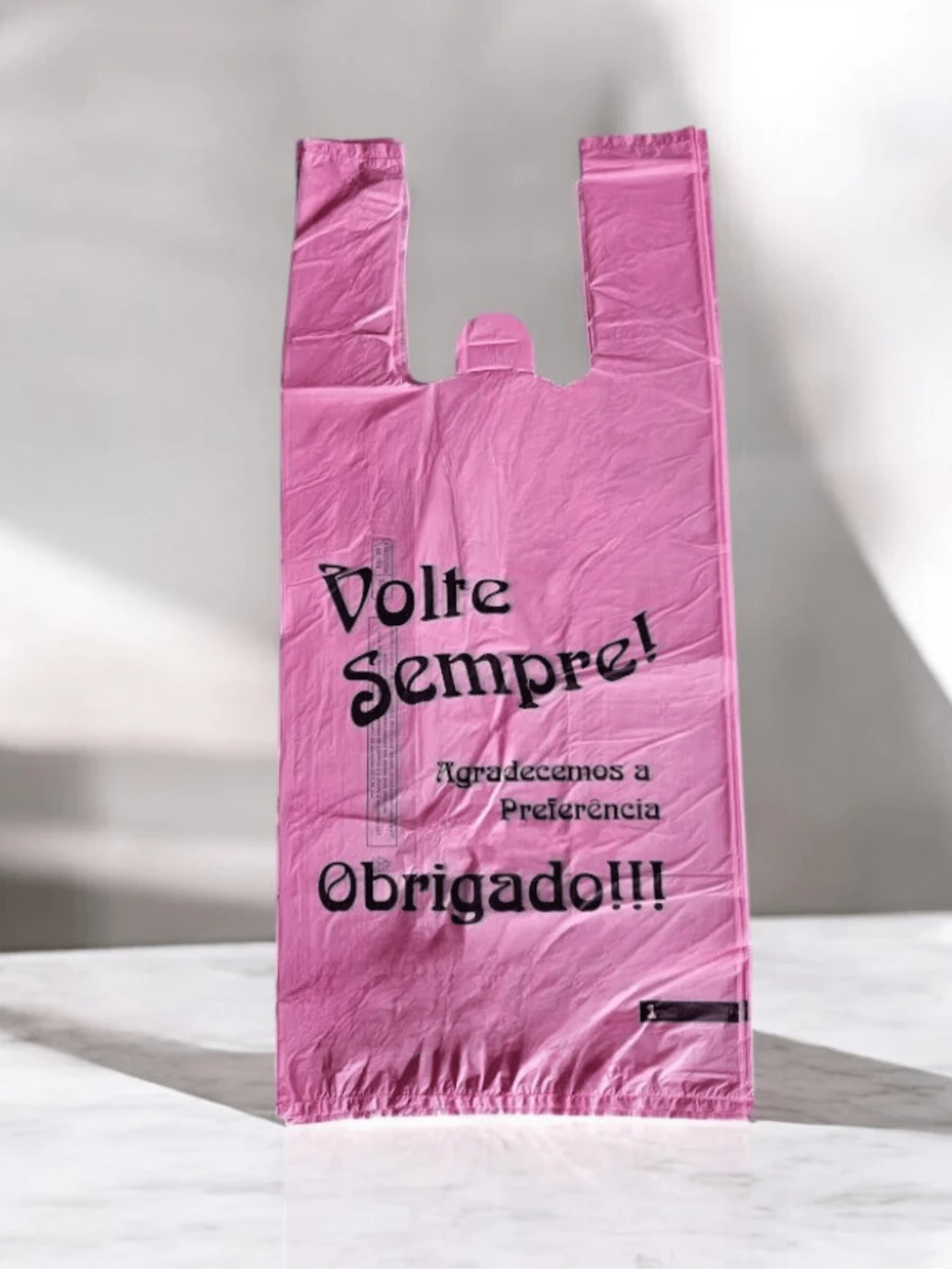 Reinforced Plastic Bag (38x50) With Pink Come Back Always Logo Pack Of 100 Units - Baby Pink - View 1