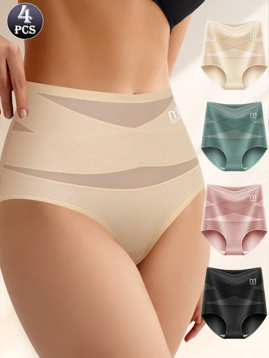 QUASTI 4 Pcs Tummy Control Shapewear Panties For Women High Waisted Body Shaper Underwear Girdle Panty Seamless Shapewear - 彩色 - 查看 1