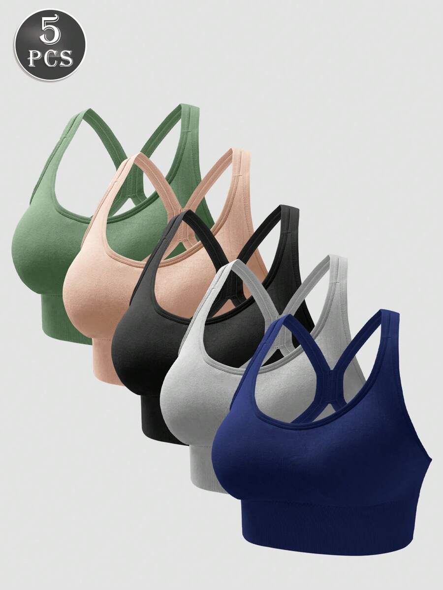 5-Piece Women's Seamless Adjustable Sports Bras - Comfortable, Breathable, Shockproof & Fashionable For Yoga