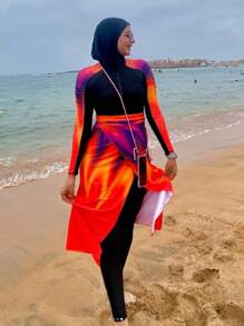 Summer Beach Women's Color Block Tie-Dye One-Piece Swimsuit