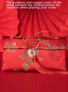 Sobre rojo tipo "Hongbao" de tela brocada china con nudo chino artístico, sobre de regalo creativo para bodas/Año Nuevo con sobres para efectivo - Multicolor - Ver 6