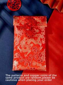 Sobre rojo tipo "Hongbao" de tela brocada china con nudo chino artístico, sobre de regalo creativo para bodas/Año Nuevo con sobres para efectivo - Multicolor - Ver 8