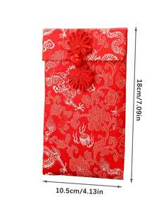 Sobre rojo tipo "Hongbao" de tela brocada china con nudo chino artístico, sobre de regalo creativo para bodas/Año Nuevo con sobres para efectivo - Multicolor - Ver 12
