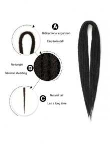 10strands/Set 0.6 Cm Thin 24" Double Ended Crochet Hippie Wool Dreadlock Extensions Handmade Synthetic Black Styles For Woman And Man - Multicolor - View 3