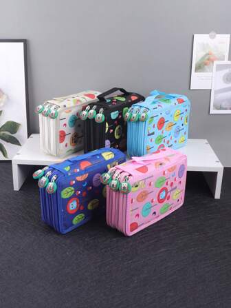 1 st vikbart djurformat pennfodral, ugglemönster handhållen brevpappersask, flerskiktad pennhållare med hål för konstnärer, studenter, skrivbordsorganisatör, pennficka, skolväska