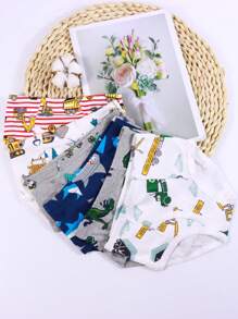 Young Boy 6 Pieces Soft Cotton Underwear Truck Dinosaur Multipacks Briefs Undies