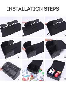 1 pieza Organizador y almacenamiento para automóvil para SUV, organizador del maletero para sedán - Organizador de carro, almacenamiento de carro, organizador del maletero plegable, organizador de carro de múltiples compartimentos plegable, organización resistente para accesorios, herramientas, artículos varios de carro, adecuado para cualquier automóvil, SUV, minivan, para accesorios de carro para mujeres y hombres (Tamaño de estilo: S/M/L)