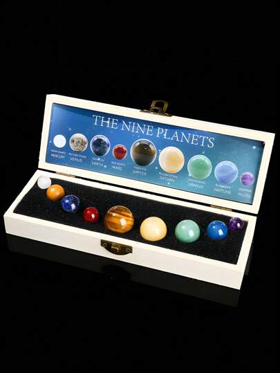 9pcs/Set Luxury Planetary System Education Model, Featuring 9 Planets Decor For Desk, Collectible Gift Box With Special Jewelry Embellishment - Great For Science Popularization, Suitable As New Year, Birthday, Present Birthday Gifts Graduation