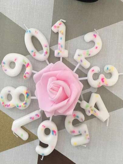 1pc Colorful Numbered Sugar Beads Birthday Cake Candle Decoration Insert, Cute Baking Dessert Multipurpose Photo Candle,Christmas