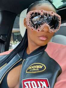 1副超大框时尚眼镜，手工制作，滴胶工艺，深色眼球造型，派对眼镜，前卫夸张，个性化Y2K风格，适合万圣节、圣诞节派对，女士时尚眼镜，沙滩配饰，复古Y2K风格，适合夏季海滩度假、户外旅行 - 彩色 - 查看 9