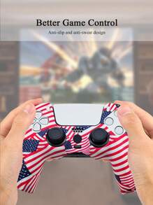 1set PS5 Controller Cover + 6pcs Joystick Caps, Water Transfer Designed, Anti-Slip, Anti-Scratch, Sweat-Proof, Enhanced Grip, Bottom Large Opening For Charging Base Charging
