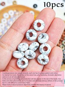 10 件大孔宝石珠 5x10 毫米天然虎眼石、天然蓝点石、天然点石、天然黄玉、天然粉水晶、合成白绿松石、合成蓝绿松石、合成蛋白石、散装天然石珠适用于女孩/女士/妇女/女儿 DIY 配件用于制作珠宝手链、钥匙扣、发珠、手机链、项链 - 大孔珠 - 查看 10