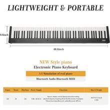 Piano digital con 88 teclas de tamaño completo y semi ponderadas, conjunto de teclado electrónico, piano eléctrico portátil con soporte, auriculares, pedal, bolso, Bluetooth, USB MIDI, ideal para principiantes