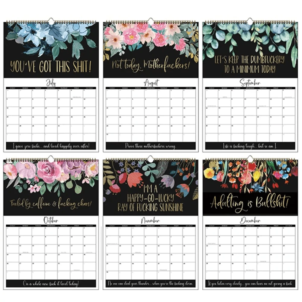 2025 Flower Wall Calendar For TiredAss Women,F**K It Funny Monthly