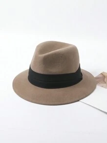 LEAJOURNO. 1pc Unisex Two-Tone Patchwork Felt-Look Y2K Style Panama Hat, Outdoor Cap