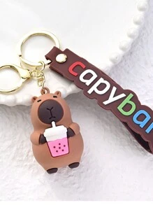 1 pieza Lindo llavero de peluche de Capibara, colgante para mochila, llavero, regalo, recuerdo, accesorios para la escuela o el auto, estilo gótico y Y2K