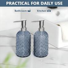 1个可重复灌装玻璃皂液器 - 380毫升液体皂、洗洁精和乳液瓶 - 家居浴室装饰，秋季，返校季 - 彩色 - 查看 8