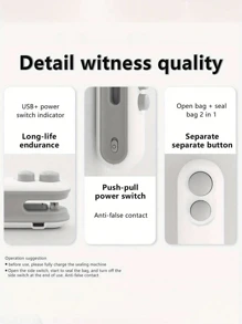 Mini Snack Bag Sealing Machine, Rechargeable 2-In-1 Bag Heat Sealing Machine, With Chip Cutter, Plastic Bag Resealing Machine To Keep Food Fresh, Small Sealing Machine With Blade, Hot Vacuum Sealing Machine, USB Charging Sealing Machine, Food Storage Sealing Machine