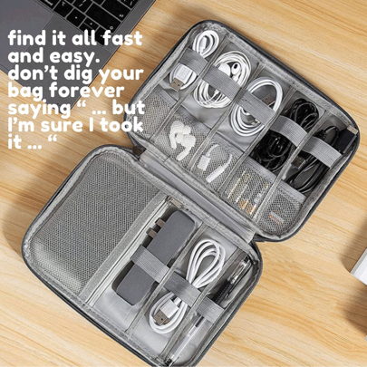 Travel Electronics Organizer Portable Cable Organizer Bag For Storage Electronic Accessories Case For Cord,Phone,Charger,Flash Drive,Power Bank,Mobile Hard Disk Drive (Black/Gray/Dark Blue/Light Blue/Claret/Purple) ﻿