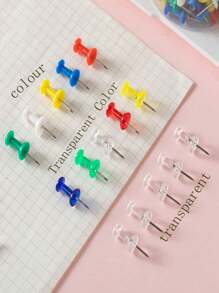 100pcs/Box Colorful Tacks For Cork Board With Transparent Head, Suitable For Painting Back To School,Back To School,School Supplies