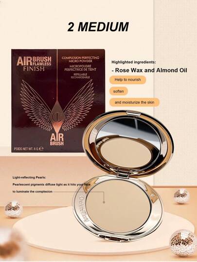  Charlotte Tilbury Airbrush Flawless Finish Setting Powder 2 Medium Color 8g/0.28 Oz | Ultra-Fine, Lightweight Setting Powder For A Flawless, Airbrushed Finish | Instantly Blurs Imperfections And Fine Lines | Long-Lasting Matte Finish With A Smooth, Soft Focus Effect | Perfect For All Skin Types – Oily