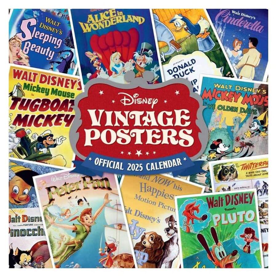 Disney Vintage Posters 2025 Wall Calendar (Multicolored) SHEIN USA