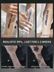 8 stuks Europese stijl tijdelijke tatoeages Geometrisch waterdicht zweetbestendig Blijft 1-2 weken zitten Realistisch kruidensap Niet-reflecterend Anti-wrijving Nep zwarte nep-tatoeages voor mannen en vrouwen Tatoeagestickers voor arm, borst, taille, rug, buik, been Modernistische lichaamsversiering