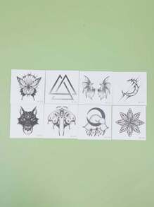 8 stuks Europese stijl tijdelijke tatoeages Geometrisch waterdicht zweetbestendig Blijft 1-2 weken zitten Realistisch kruidensap Niet-reflecterend Anti-wrijving Nep zwarte nep-tatoeages voor mannen en vrouwen Tatoeagestickers voor arm, borst, taille, rug, buik, been Modernistische lichaamsversiering
