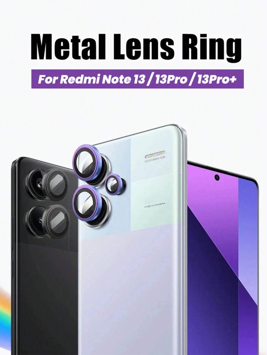 1 套相机保护膜玻璃适用于小米 Redmi Note 14 14Pro+ 5G 4G/Note 14 Pro Plus/ 13 13Pro+ 5G 4G/Note 13 Pro Plus 镜头金属环保护盖外壳（黑色）防水防震防摔防摔防刮防指纹全覆盖 - 黑色 - 查看 1