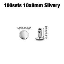 100pcs/Set 5-15mm Silver-Color Metal Spiked Double Cap Rivet Suitable For Leather Craft, Accessories, Shoes, Bags, Belt, Clothing Repair - Silvery - View 23